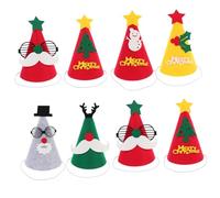 Alipis 8pcs Cartoon Felt Christmas Hat Decorations for Adults Soft Texture Ornaments with Creative Holiday Design Random Styles Festive Xmas Party Accessories