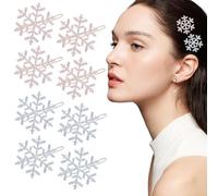 Alipis 8Pcs Christmas Snowflake Hair Clips Set, Alloy Snowflake Hairpins with Gold and Silver Finish, Festive Hair Accessories for Holiday Party and Winter Celebration