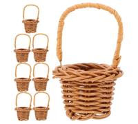 Alipis 8pcs Handwoven Miniature Baskets Lightweight Tiny Picnic Dollhouse Props Decorative Favor Baskets with Handles for Party Table Centerpiece and Accessories