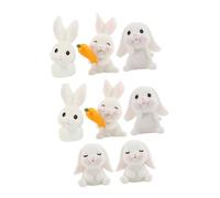 Alipis 8pcs Mini Bunny Resin Figurines Decorative Animal Models for Miniature Gardens Home Ornaments Cute White Rabbit Artware Gifts for Family and Friends