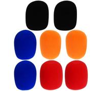 Alipis 8pcs Thickened Microphone Sponge Covers Windscreens for Handheld Mic with Red, Orange, Dark, and Black Colors, Noise Reduction for KTV Karaoke Stage Use