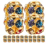 Alipis 90pcs 8mm Gold Rhinestone Spacer Beads for DIY Jewelry Making, Bracelet Craft Supplies, Mixed Diamond Rhinestone Beads for Handmade Accessories