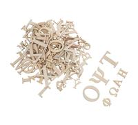 Alipis 96pcs Unfinished Wooden Greek Letters Set for Learning 25mm 50mm Flat Wood Alphabet Tiles for Early Education Crafting and Multicultural Activities