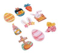 Alipis 9pcs Easter Embroidery Iron on Patches Assorted Color Cartoon Bunny Design Cloth Appliques for Backpack and Clothes, Easy to Use Sewing Tool to Mend and Reinforce Clothes