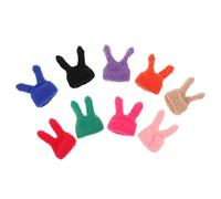 Alipis 9pcs Mini Knitted Doll Hats with Rabbit Ears Soft Yarn Miniature Beanies for Dolls DIY Craft Accessories for Easter Wine Bottle Toppers Party Decorations Portable and Cozy