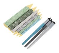 Alipis 9pcs Sponge Smearing and Coloring Tool Unique Style Oil Pastel Blending Tools Comfortable Grip Assorted Color Washable Sketch Rubbing Sponge Brush for Watercolor Drawing