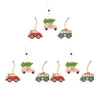 Alipis 9pcs Wooden Christmas Car Shaped Pendants Creative Carved Ornaments for Holiday Decor for Tree Door Window Festive Hanging Decor