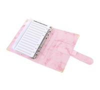 Alipis A6 Loose-leaf Budget Binder Planner with Marble Pu Leather Cover, 6-ring Organizer with Pink Corner Protectors, Includes 12 Colorful Budget Sheets, 12 Cash Zipper Envelopes, 24