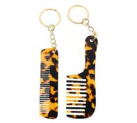 Alipis Acetate Comb Keychains Compact and Multi-functional 2 Pcs Mini Portable with Unique Leopard Print Design Hair Styling Tools for Women, for Office and Dates