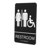 Alipis Acrylic Restroom Sign with Self-adhesive Backing Unisex Bathroom Door Sign for Men Women Wheelchair Accessible Easy-clean Toilet Signboard for Office Business and Corridor Use