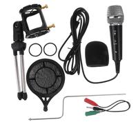 Alipis Adjustable Desktop Condenser Microphone for Computer Live Broadcasting with Wind Noise Reduction Pop Filter Black for Karaoke Recording and Streaming