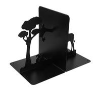 Alipis Adjustable Metal Animal Bookends Set for Desk - Squirrel and Giraffe Design, Black Desktop Book Stands for Office and Study Room, Heavy Duty File Organizer