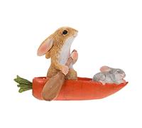 Alipis Adorable Brown Resin Rabbit Statue Desktop Accent Figurine