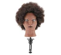 Alipis African American Mannequin Head with Realistic High-temperature Hair for Hairdressing Training Styling Braiding Practice Salon Dummy Head for Barber and Hairdressing Academy Use