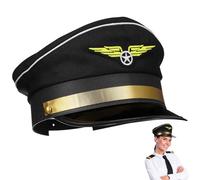 Alipis Airline Pilot Captain Hat: Adjustable Aviator Hat - America Pilot Costume Accessories for Teenager Adults Halloween Cosplay Dress up Party Decor