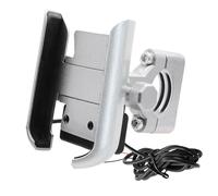 Alipis Aluminum Alloy Motorcycle Phone Holder with Fast Charging Firm Handlebar Mobile Stand Rotation Anti-vibration Support for Bikes Silver