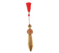 Alipis Antique Brass Chinese Sword Charm with Red Tassel Taoist Feng Shui Ornament for Home Decor Protective Amulet and Artistic Sword Pendant Handcrafted Display