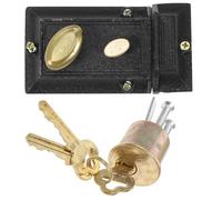 Alipis Antique Door Lock Set for Wooden Doors with Double Safety Spring Bolt Iron and Copper Construction Polished Surface Finish Suitable for Home and School Use 35-55mm