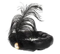 Alipis Arabian Style Indian Prince Hat with Plume Festival Headdress for Cosplay Party Masquerade Carnivals Comfortable Breathable Fabric Accessory