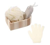 Alipis Bath Tool Set with Foot File and Body Scrubber Kit Bathing Box with Storage Exfoliating Dead Skin Remover for Feet Knees Legs Easy-Hang Design for Home Hotel Dormitory Use