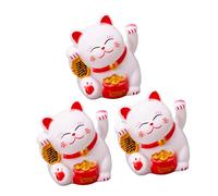 Alipis Birthday Cake Ornament Vinyl Lucky Cat Figurine, White Non-Edible Party Cake Decor Creative Baking Supply, Home Ornament for Garden and Birthday Celebration