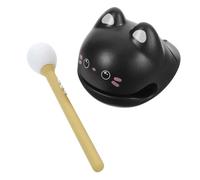 Alipis Black Cat Wooden Fish Toy Cat Toys Musical Plaything Enhance Wealth Luck Office Relaxing Percussion Instrument