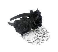 Alipis Black Rose Gauze Hairband Soft Tulle Lace Holiday Hair Hoop Party Head Decoration for Cosplay and Dance Reusable Elegant Headdress for Women