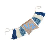 Alipis Boho Half Birthday Banner Blue High Chair Beaded Tassel Garland for Shower Party Decor Handmade Elegant Wooden Beads Decoration for Boys