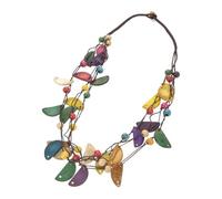 Alipis Boho Vintage Coconut Shell Necklace for Women, Semicircle Pendant, Plastic Material, Mid-length Design, for Daily Use and Party Accessories