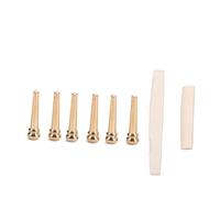Alipis Brass and Bovine Bone Acoustic Guitar Bridge Saddle Nut Set Slotted Replacement for Folk and Acoustic Guitars Hard Surface for Enhanced Tone and Resonance