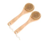 Alipis Bristle Bath Exfoliating Brush 2pcs Medium Handle Bamboo Dry Brush Wet and Dry Body Scrubber for Skin Massage and Cellulite Removal Suitable for Shower and Bath Use