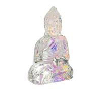 Alipis Buddha Statue Ornament Small Sitting Glass Zen Figurine, Excellent Light Transmission, Tranquil Chinese Zen Style, for Meditation Room and Tabletop