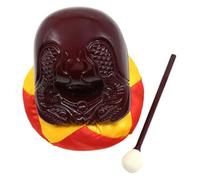 Alipis Buddhist Meditation Woodblock Set with Stick, 5-inch Dark Wood Temple Percussion Instrument for Boys and Girls and Adults, Handheld Wooden Fish Drum for Chanting and Mindfulness