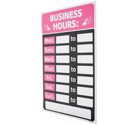 Alipis Business Opening Hours Sign for Store with Removable Back Self-adhesive Sticker, Dirt Proof Pvc Material, Pink Colour, for Shop, Office, Or Library Display