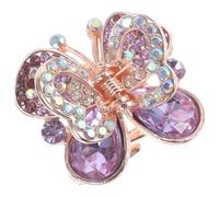 Alipis Butterfly Hair Claw Clip with Rhinestones for Women, Metal Material, Purple Colour, Decorative and Firm Hold, Hair Accessory for Prom and Daily Styling