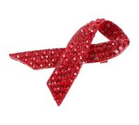 Alipis Cancer Awareness Lapel Pin Brooch with Rhinestone Red Ribbon for Breast Cancer and World Aids Day Suitable for Sweaters and Jackets