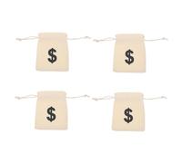 Alipis Canvas Drawstring Bags Beige Bags 4pcs with Letter Pattern Design, Small Drawstring Pouch Easy to Store and Carry for Holiday Parties and Playgrounds