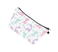 Alipis Cartoon Dinosaur Makeup Bag Small Large Capacity Polyester Travel Toiletry Storage Pouch for Women Multi-Compartment Handbag Organizer for Cosmetics and Daily Essentials