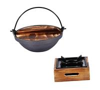 Alipis Cast Iron Sukiyaki Pot with Non Stick Surface and Aluminum Stove Japanese Hot Pot for Indoor Outdoor Camping Soup Stew Cooking