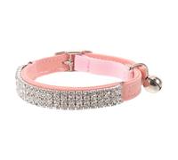 Alipis Cat Collar and Gentle Comfort with Bell Rhinestone Adjustable Pink, Velvet Material with Sparkling Effect for Kitten and Cat for Birthday Party and Events