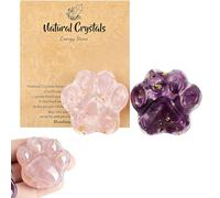 Alipis Cat Crystals and Healing Stones: 2PCS Natural Carved Cat Paw Amethyst Crystals - Worry Stones for Stress Relief Anxiety Cats Lovers Women Gifts