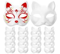 Alipis Cat Mask Unpainted Masks: 20Pcs Paintable White Cat Masks Blank Masquerade Masks for DIY Craft Paper Mache Decorate Animal Mask Halloween Mask