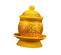 Alipis Ceramic Buddhist Sacrifice Cup Medium Flower Porcelain Holy Water Offering Vessel for Tibetan Worship and Spiritual Use