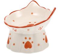 Alipis Ceramic Cat Food Bowl with Cat Ear Shape, Elevated Neck Protection Bowl for Pets, Not Easy to Knock and Stand Firmly, for Home Decoration and Gifts for Your Pet