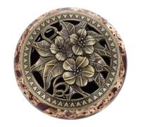 Alipis Ceramic Incense Burner Aromatherapy Aroma Censer with Alloy Copper Lid Crackled Glaze White Kiln Effect for Home Meditation and Relaxation Décor