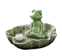 Alipis Ceramic Incense Frog with Lotus Leaf Tray - Incense Stick Holder for Home Decor Meditation Aromatherapy and Lucky Frog