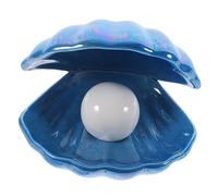Alipis Ceramic Pearl Shell Lamp Night Light Dusk to Dawn Sensor Decorative Home Decor for Bedroom and Living Room Unique Dreamy Blue Design