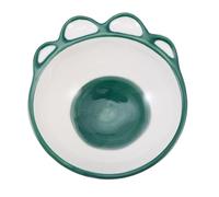 Alipis Ceramic Pet Bowl for Dogs and Cats with Tilted Raised Design, Practical Neck Protection, Green Double Bowls for Food and Water, for Small Dog and Cat Feeding