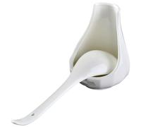 Alipis Ceramic Spatula Set Standing Spoon Rest Vertical Spoon Holder Soup Tureen Upright Utensil Holder Ladle Rest for Stove Kitchen Organization Bone China (White)