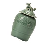 Alipis Ceramic Tea Canister Decorative Jar with Lid, 500ml Oriental Dragon Statue Design, Sealed Storage for Tea, Dried Fruit Snacks and Candies, Retro Home Decor